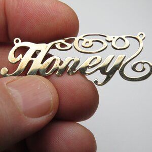 14k Gold Name Plate HONEY Hand Made